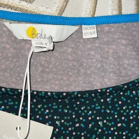 NEW Boden Abigail Jersey Dress Long Sleeve Mini Polka Dots Gathered Waist sz 16 - Picture 4 of 9